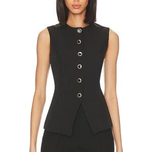 Black Sleeveless Button-Up Top Vest